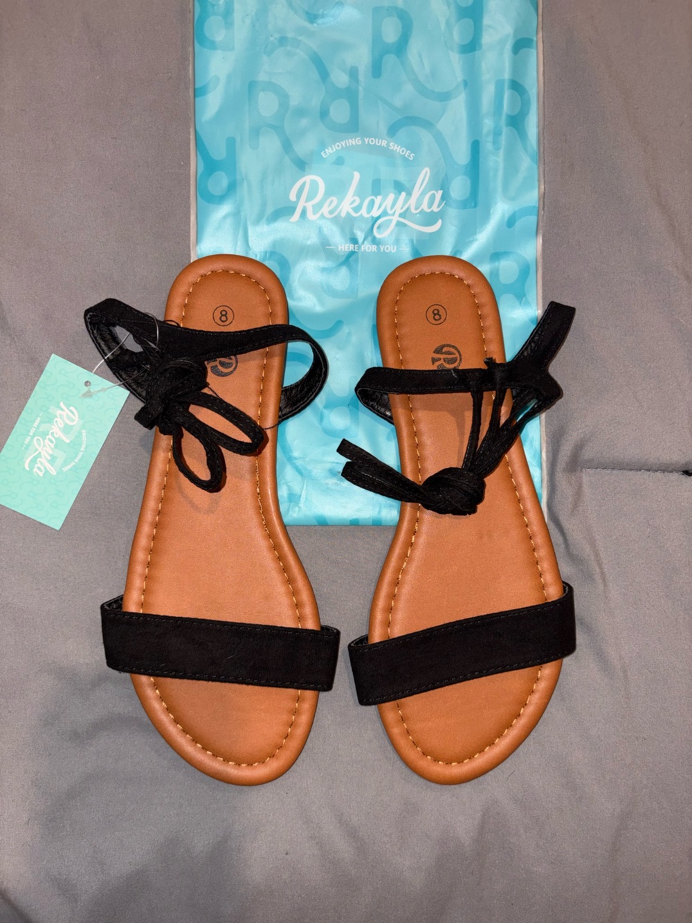 Women’s Black Strappy Lace-Up Flat Sandals